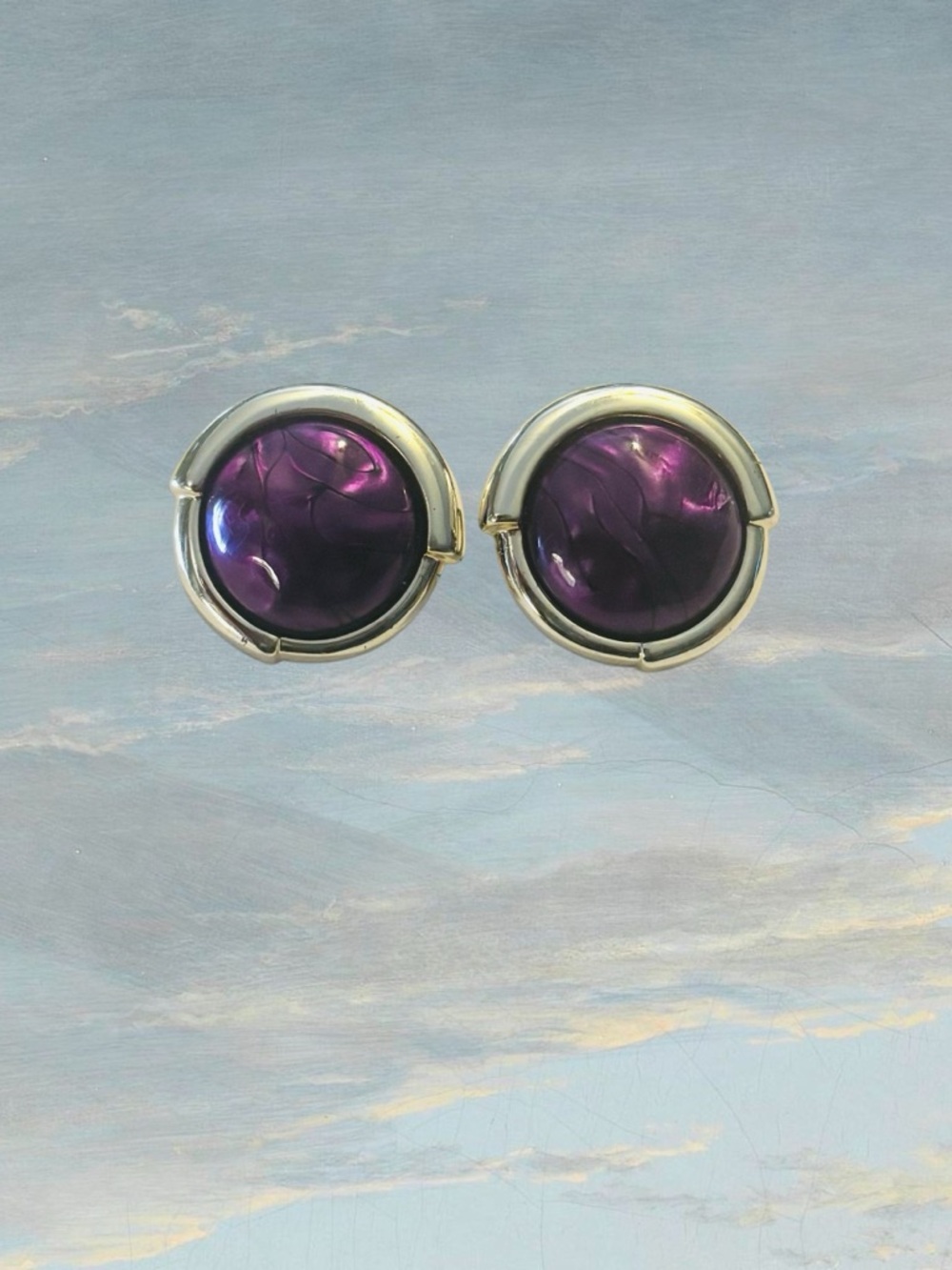 Purple Plastic Stud Clip-on Earrings - Unbranded Silver-Tone